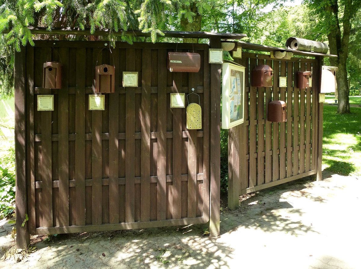 Info-Stand für künstliche Nisthilfen im Kurpark Bad Krozingen, Mai 2017