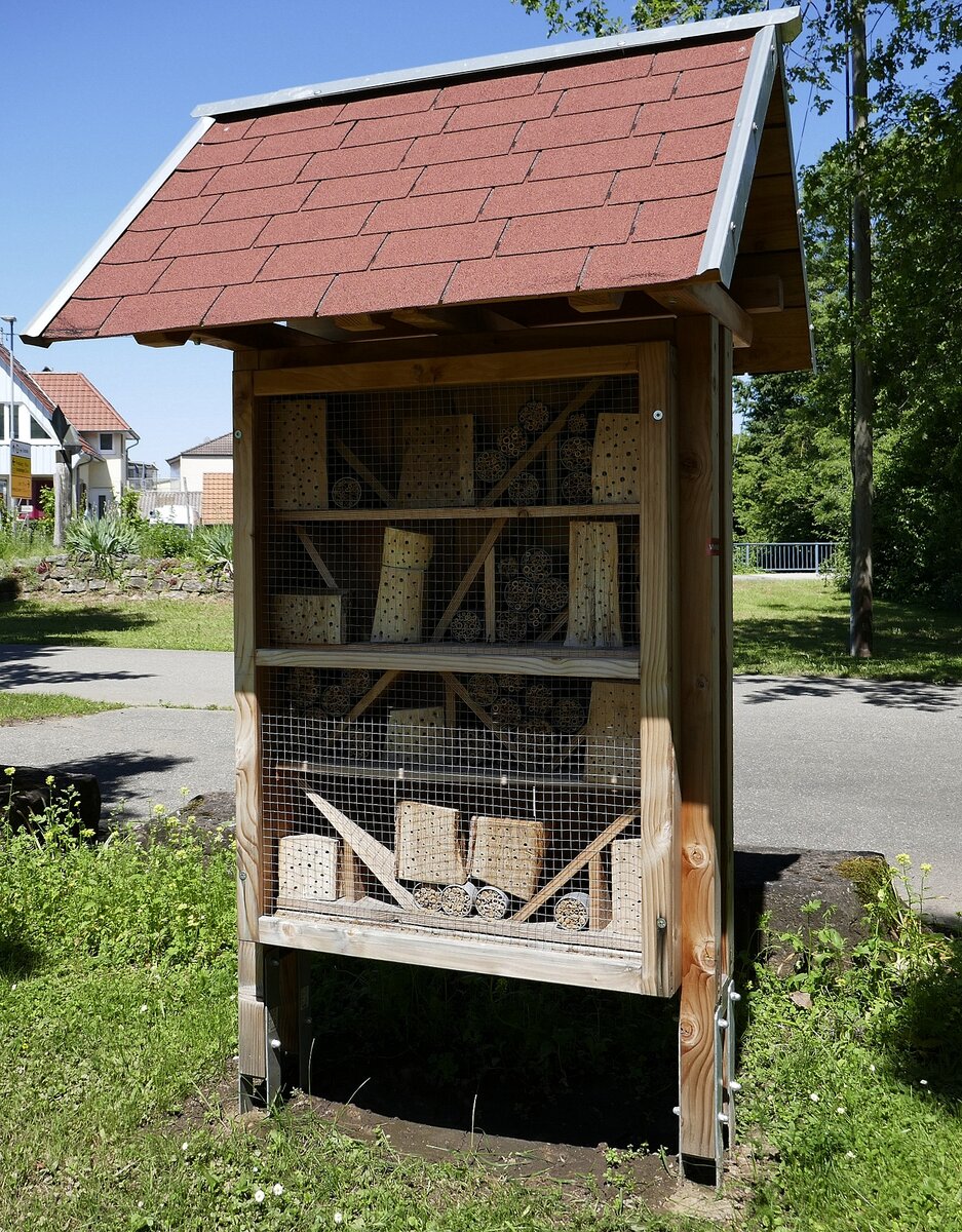 Mundingen bei Emmendingen, ein Insektenhotel an der Mundinger Mühle, Juni 2021