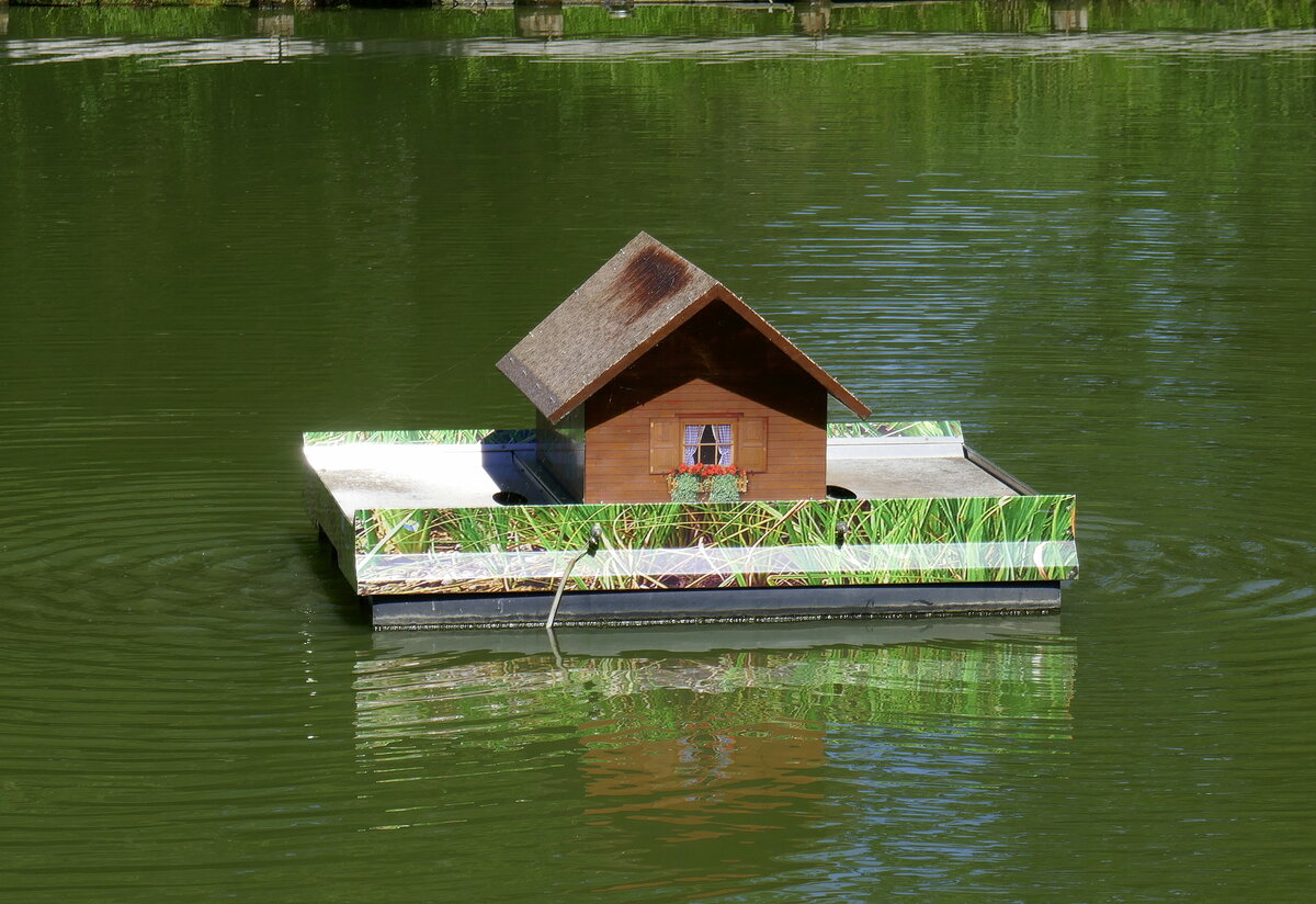 Waldkirch, Entenhaus auf dem Stadtrainsee, Juli 2022