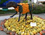 Feldkirch im Markgrflerland, Krbiskunst auf dem Bohrerhof,  Psittacosaurus , Sept.2021