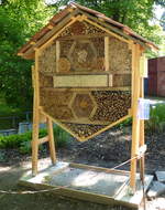 Groes Insektenhotel, steht im Botanischen Garten in Freiburg, Mai 2017