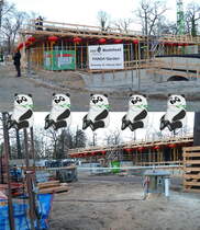 Nach nur vier Monaten Bauzeit fand heute das Richtfest fr die neue Panda-Anlage im Zoologischen Garten Berlin statt. In Anwesenheit des chinesischen Botschafters, des Regierenden Brgermeisters, der Bauherren und den Gewerken wurde die Richtkrone ber dem 9 Mio Euro teuren Neubau aufgezogen. Foto:21.02.2017, Zoologischer Garten Berlin