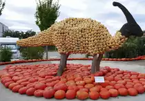 Feldkirch im Markgr�flerland, K�rbis-Kunst auf dem Bohrerhof,  Parasaurolophus , Sept.2021